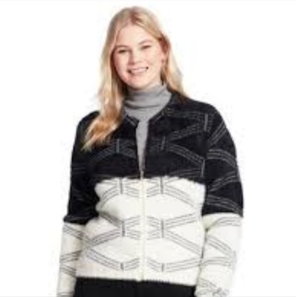 Baciano Striped Full Zip Color Blocked Sweater - Picture 1 of 8